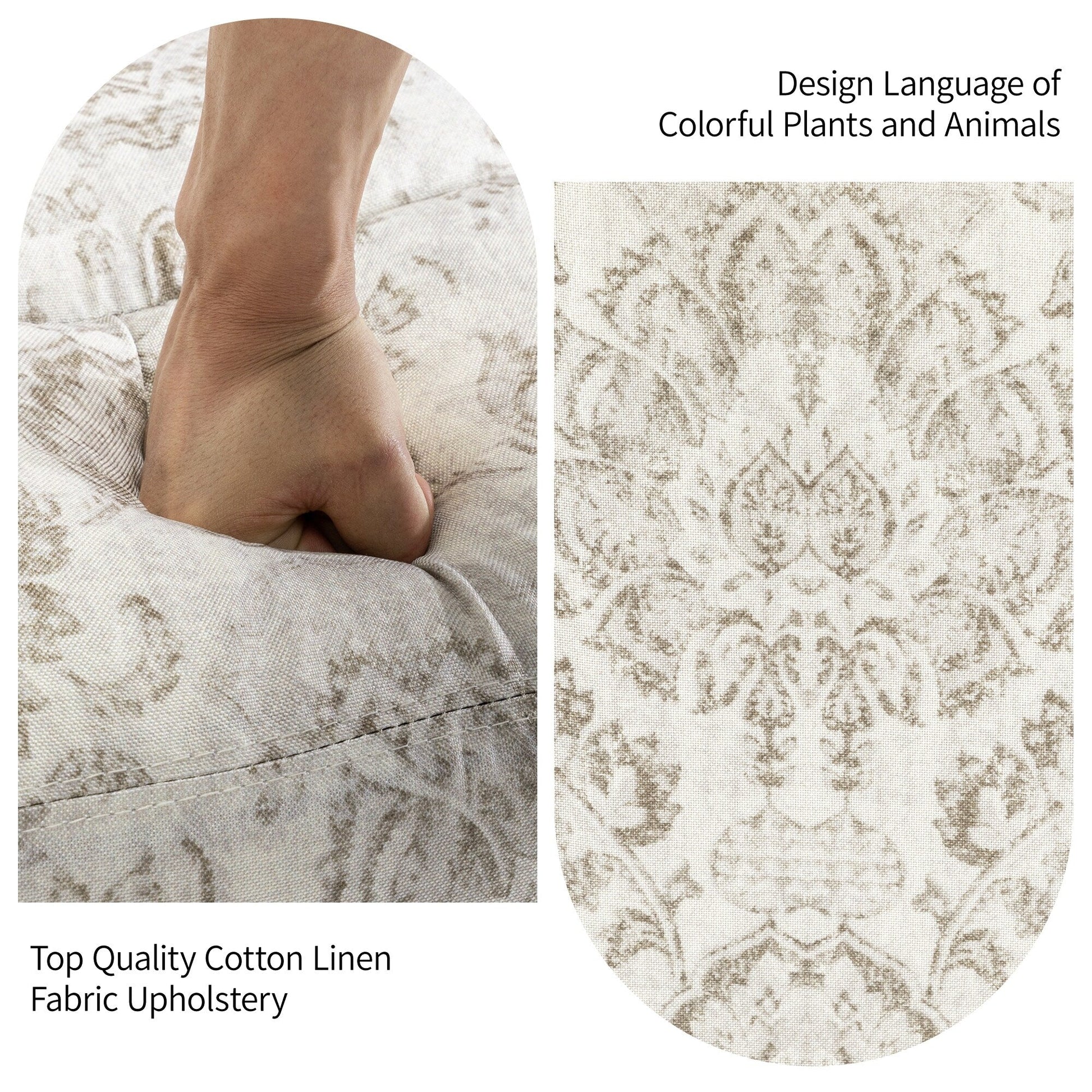 Fauteuil inclinable à bascule manuel avec dossier inclinable, motif floral, pivotant, 73,66 cm de large.