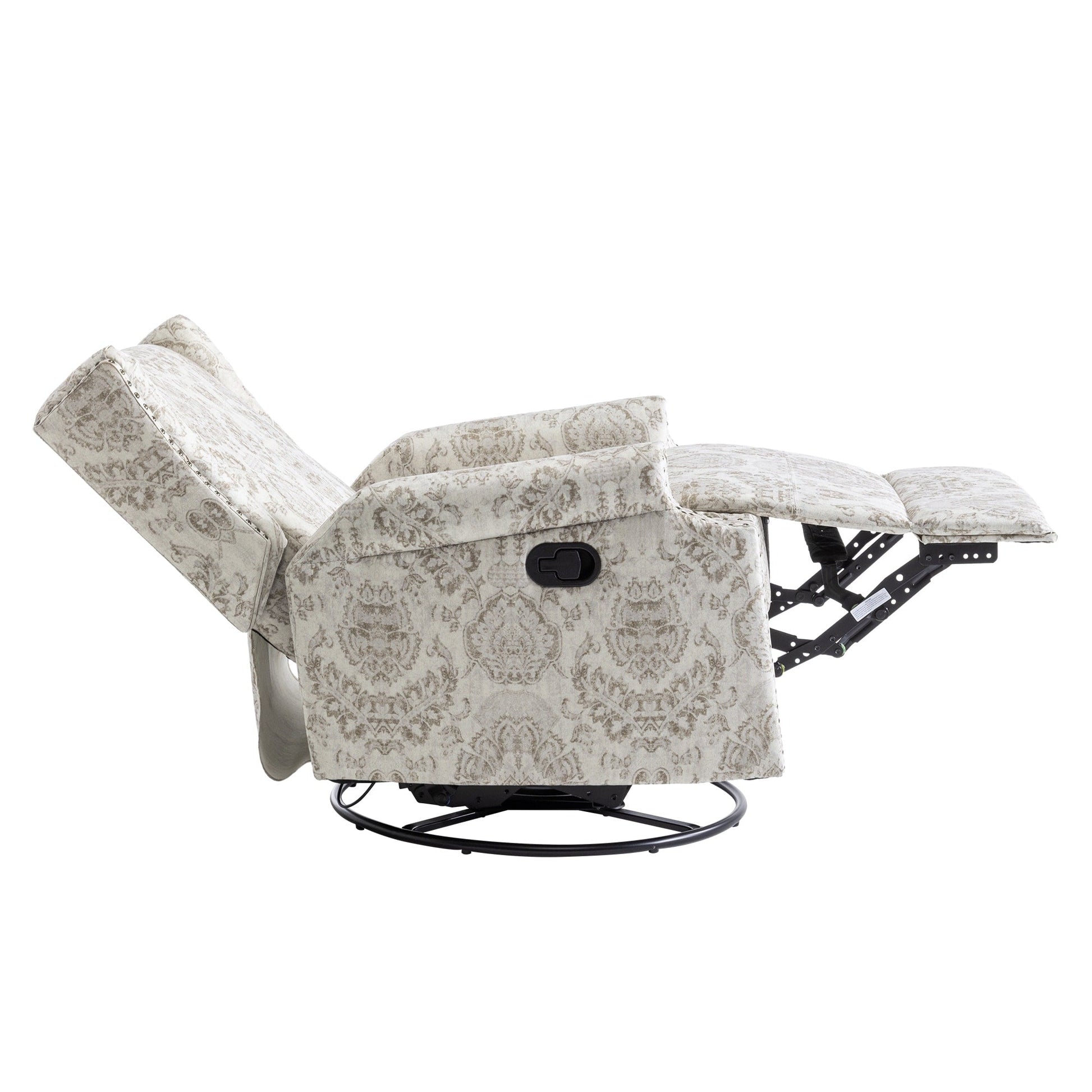 Fauteuil inclinable à bascule manuel avec dossier inclinable, motif floral, pivotant, 73,66 cm de large.