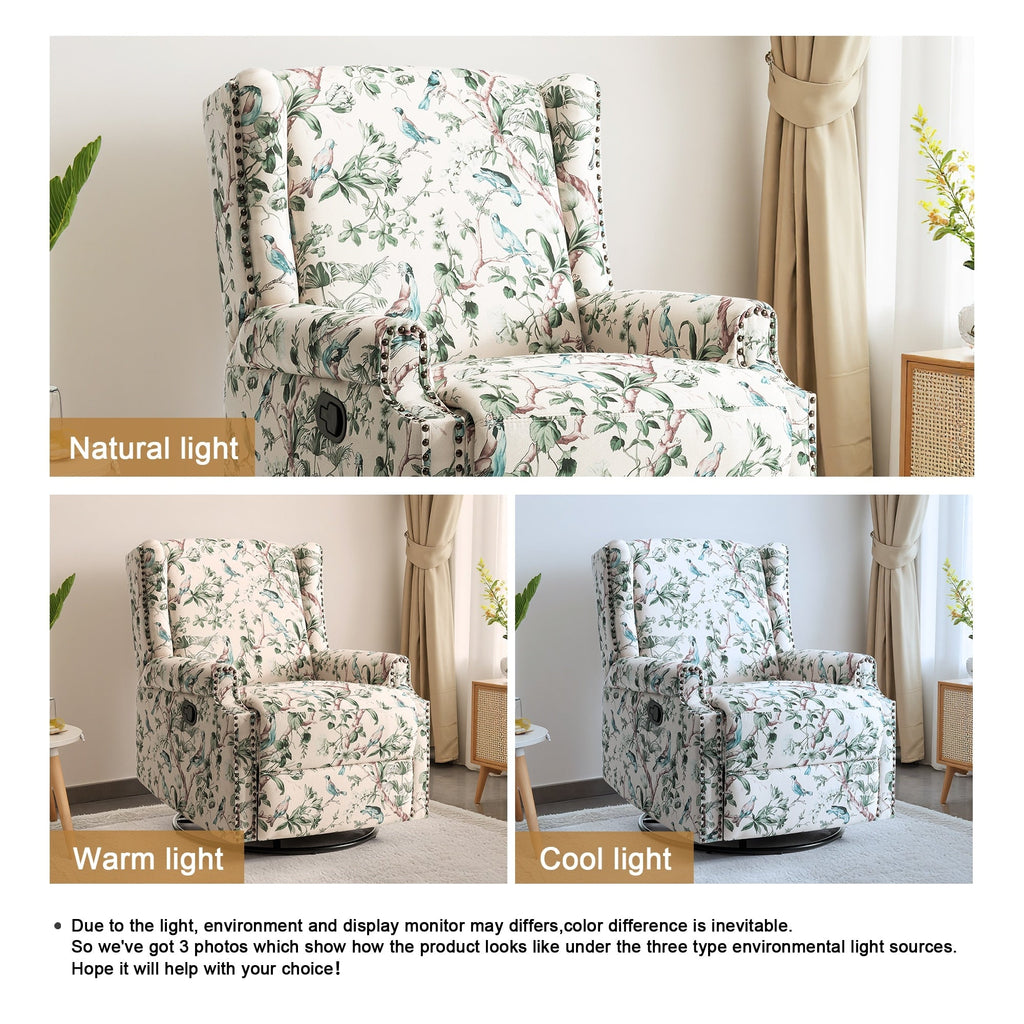 Lot de 2 chaises inclinables à bascule pivotantes à dossier manuel avec motif, 73,66 cm de largeur.