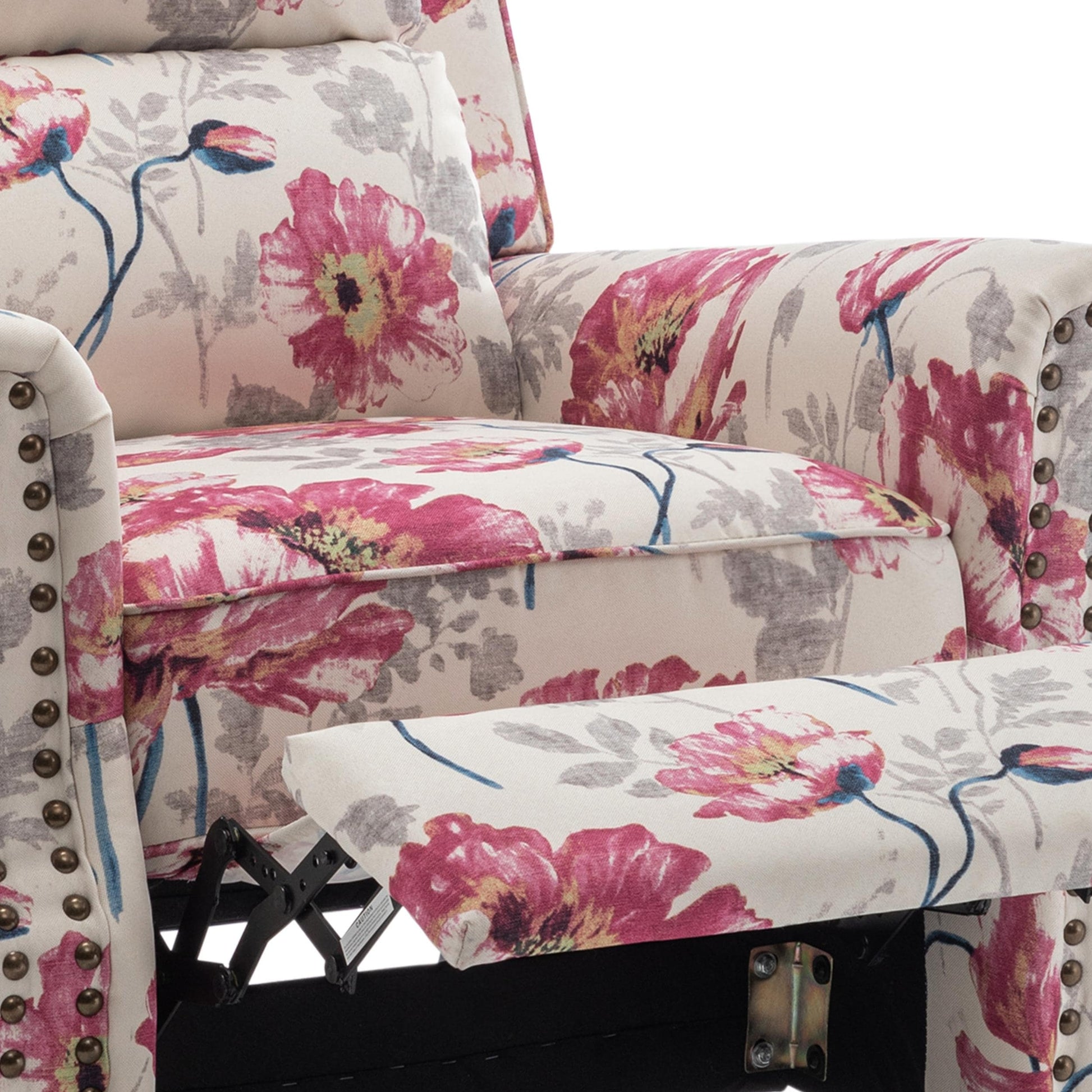 2 chaises inclinables à commande manuelle avec garniture à clous cloutés