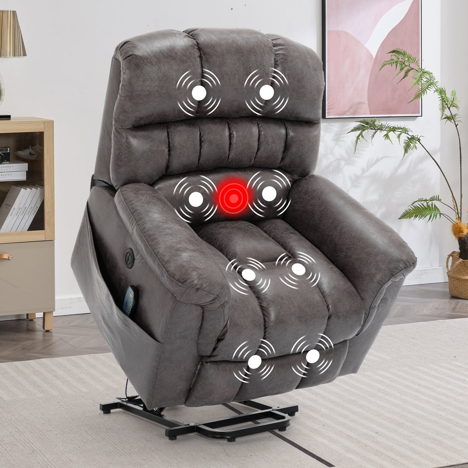 Fauteuil inclinable électrique surdimensionné de 42 pouces avec massage et chauffage