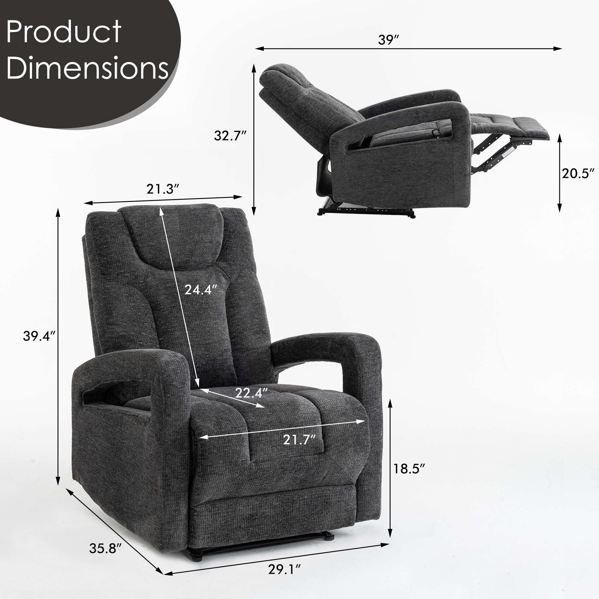 Set of 1 Upholstered Push Recliner Chair