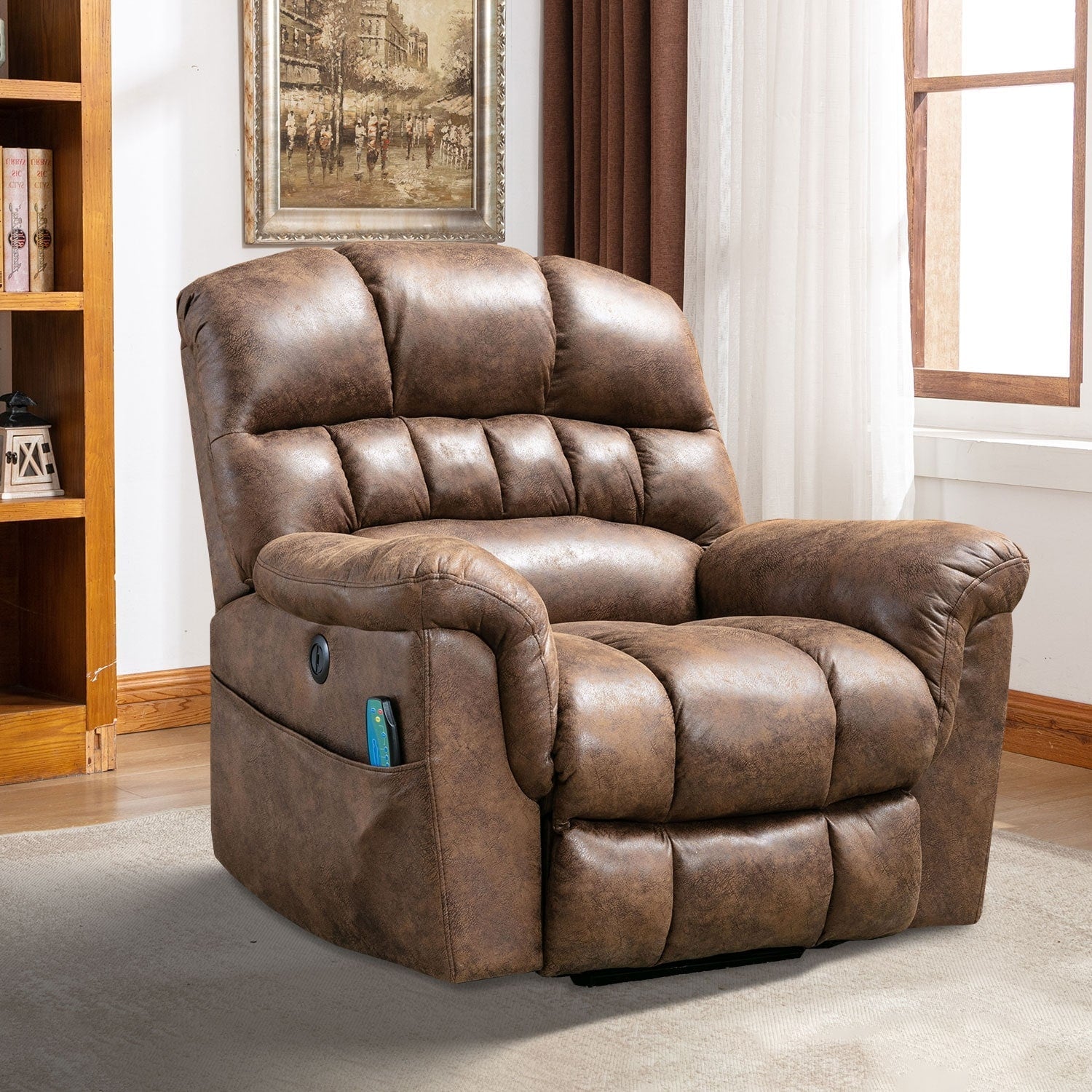 Fauteuil inclinable électrique surdimensionné de 42 pouces avec massage et chauffage