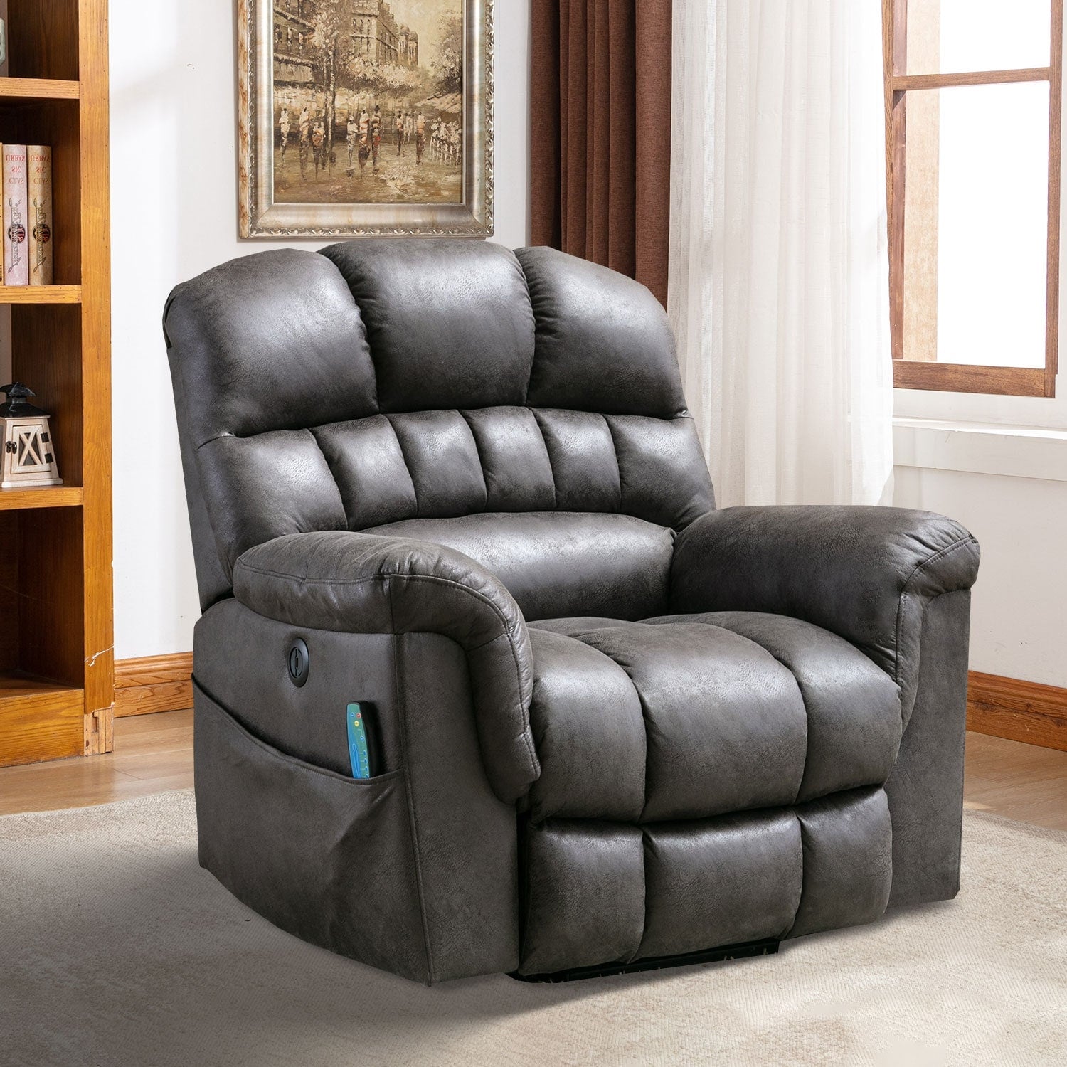 Fauteuil inclinable électrique surdimensionné de 42 pouces avec massage et chauffage