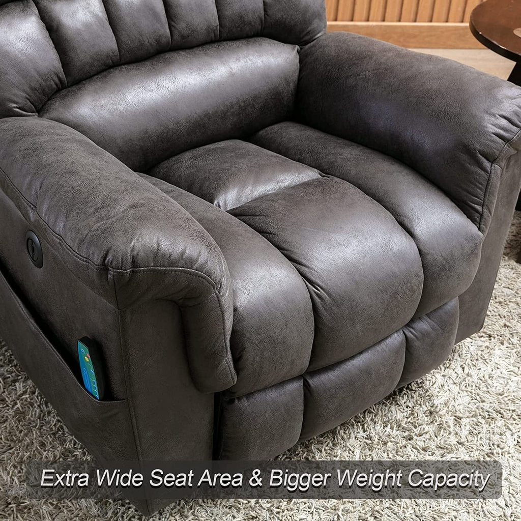 Fauteuil inclinable électrique surdimensionné de 42 pouces avec massage et chauffage