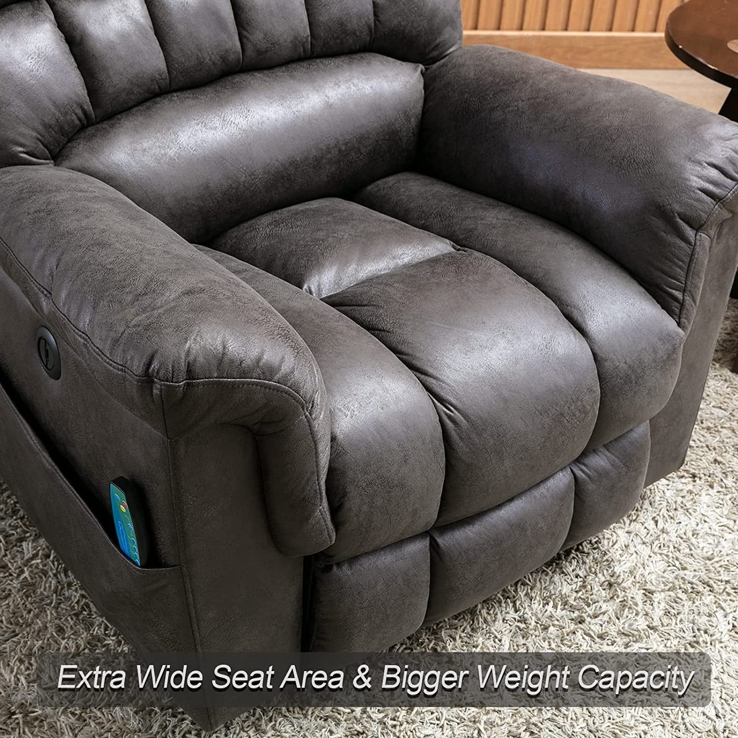 Fauteuil inclinable électrique surdimensionné de 42 pouces avec massage et chauffage
