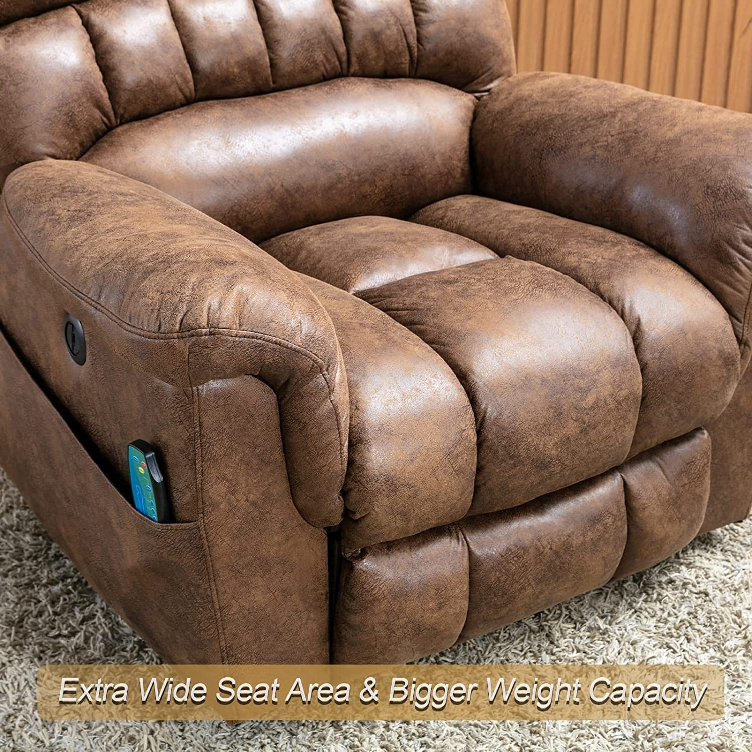 Fauteuil inclinable électrique surdimensionné de 42 pouces avec massage et chauffage