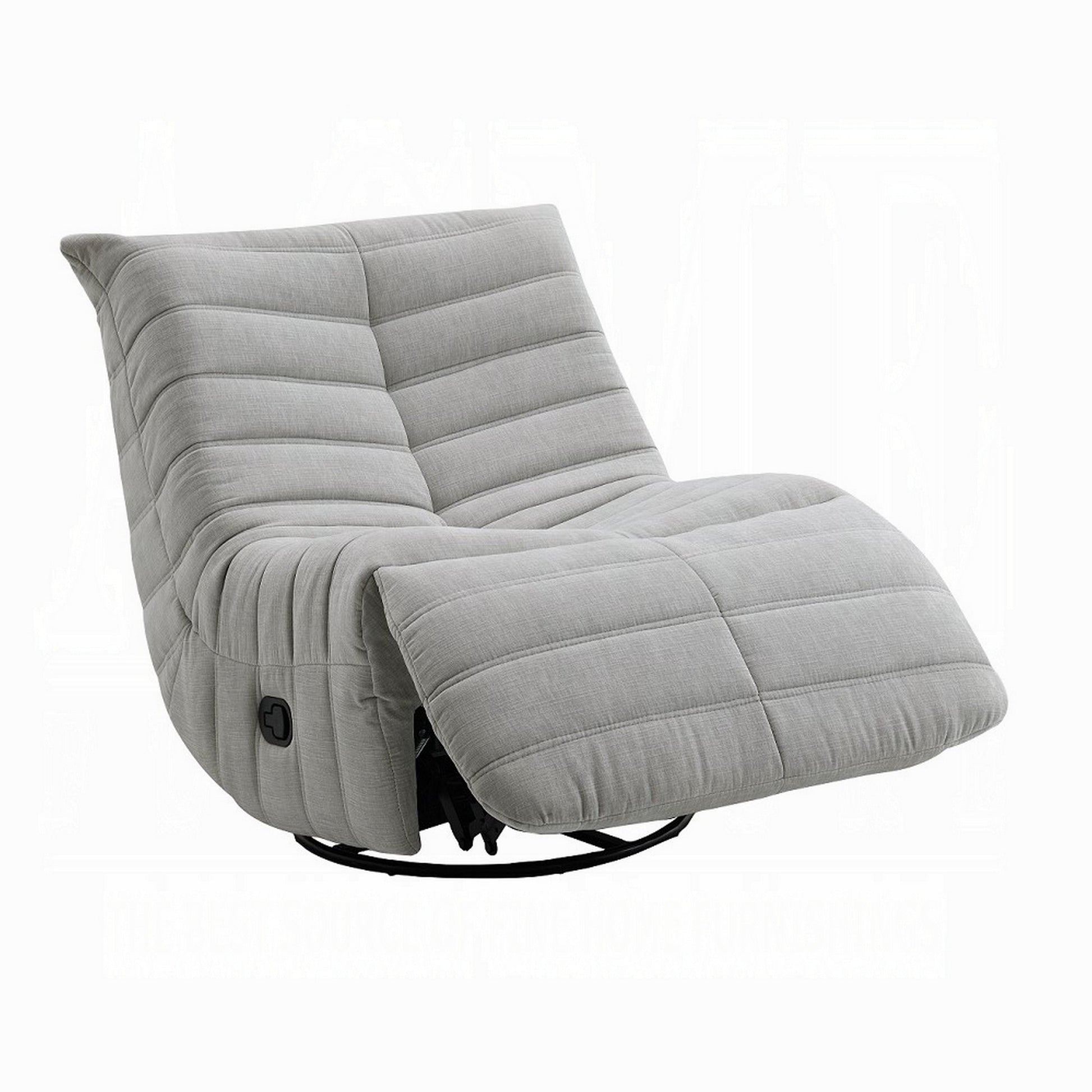 Taon Swivel Glider Manual Recliner Chair, Tufted Light Gray Chenille